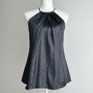 Ann Taylor Silk Top Womens Size 6 Metallic Sleeveless Gray Halter Neck Party.
